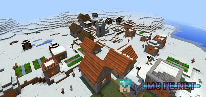 The village of Savannah in the snow biome or three settlements.